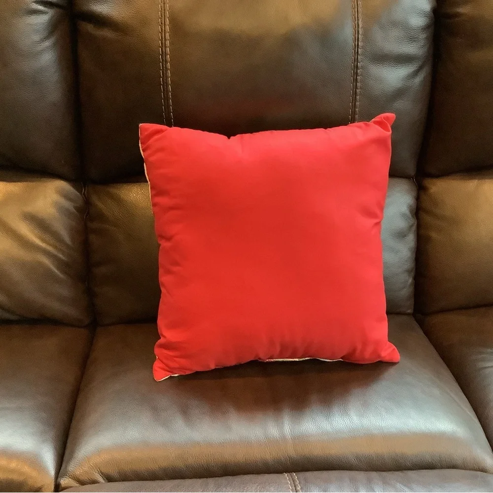 Festive Poinsettia Throw Pillow - Red and Green
